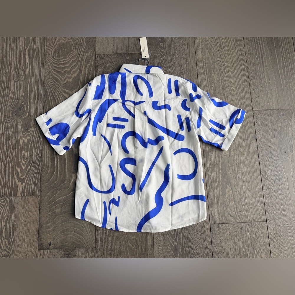 Commense Print Drawstring Shift Shorts Set in Blu… - image 3